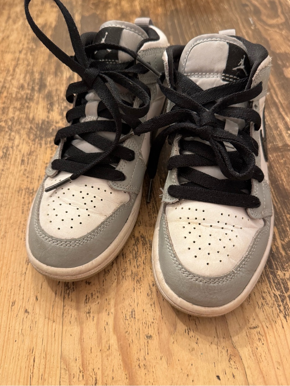Jordan Kids Gray and Black Mid-Top Sneakers